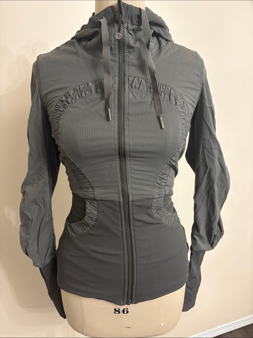 lululemon athletica Gray Ruched Full-Zip Bomber Jacket